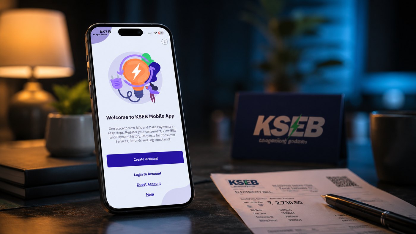 KSEB Mobile App, Welcome & sign-up